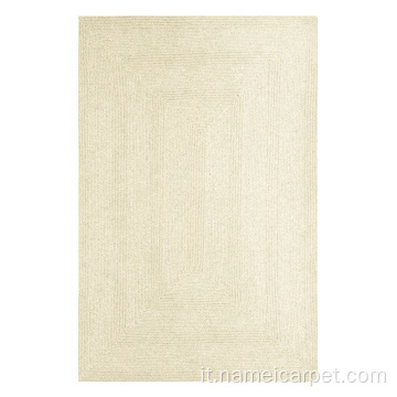 tappeto intrecciato di lana naturale di beige in avorio bianco